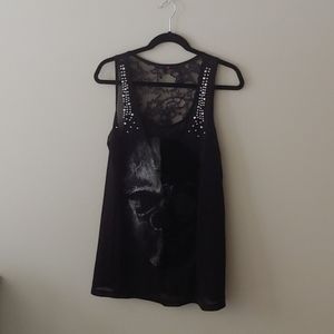 Additionelle Sheer Tank with Pearl & Lace Accents